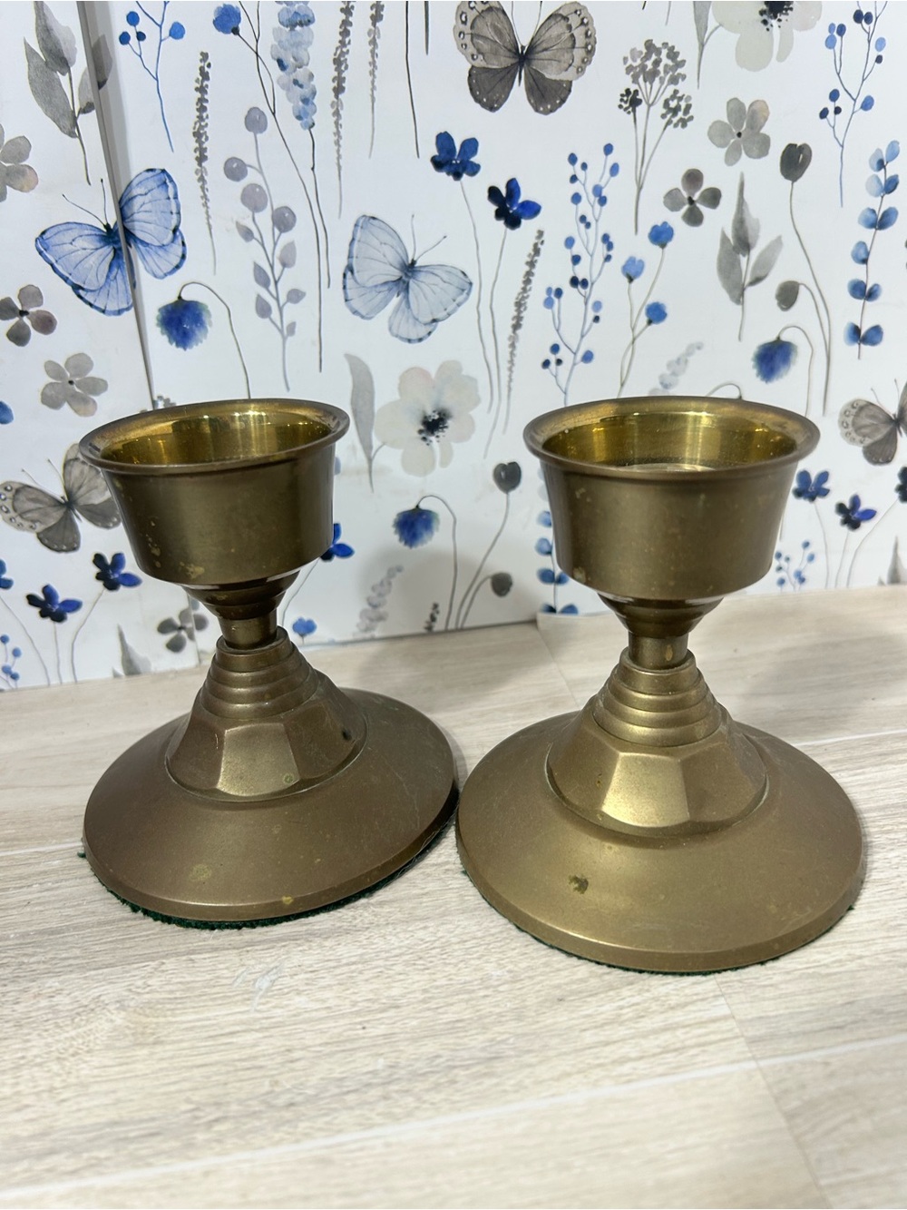 Brass Candlestick Holders Pair Made in India Pedestal Taper Candle